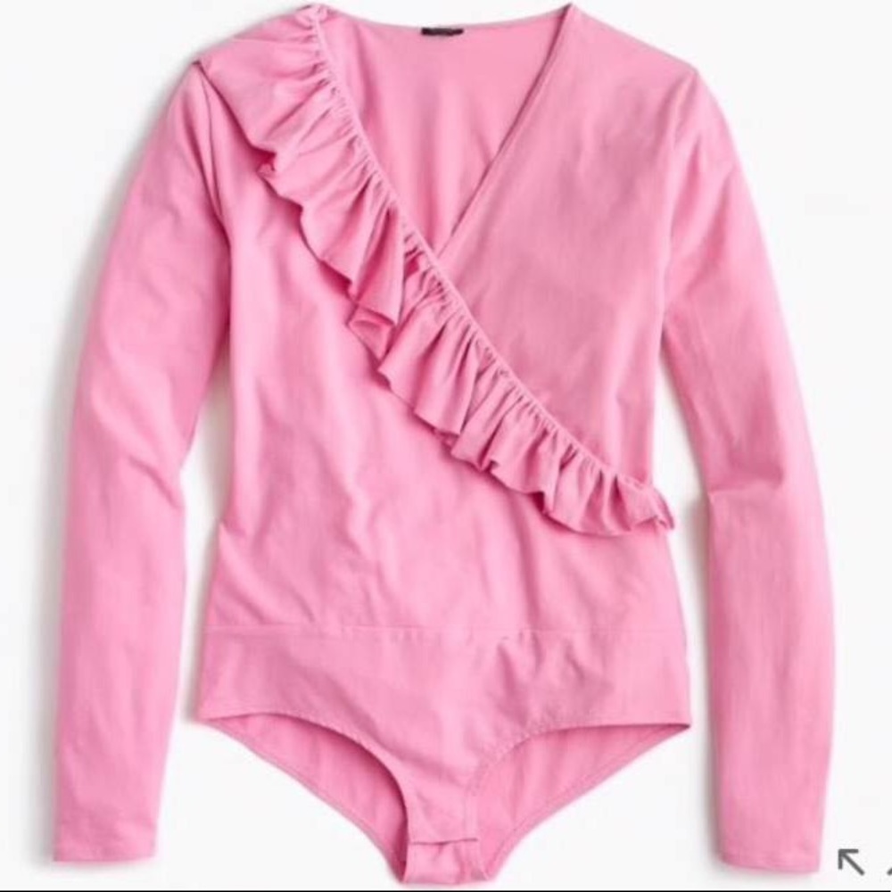 J Crew Ruffle Front Wrap Bodysuit - M